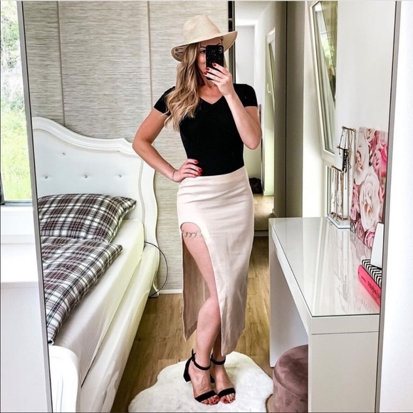 New Zara Midi Skirt 100% Linen Gold Detail - Picture 11 of 16